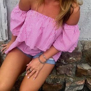 Red and white striped top med buddy love